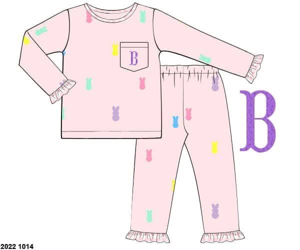 Pre Order 148: Easter Lounge- Girls Peeps Knit Lounge Set