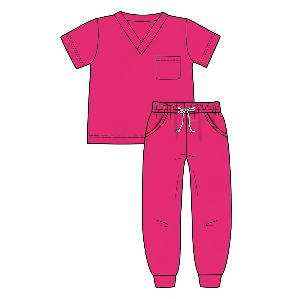 RTS BBS Dress Up- Hot Pink Scrub Jogger Set