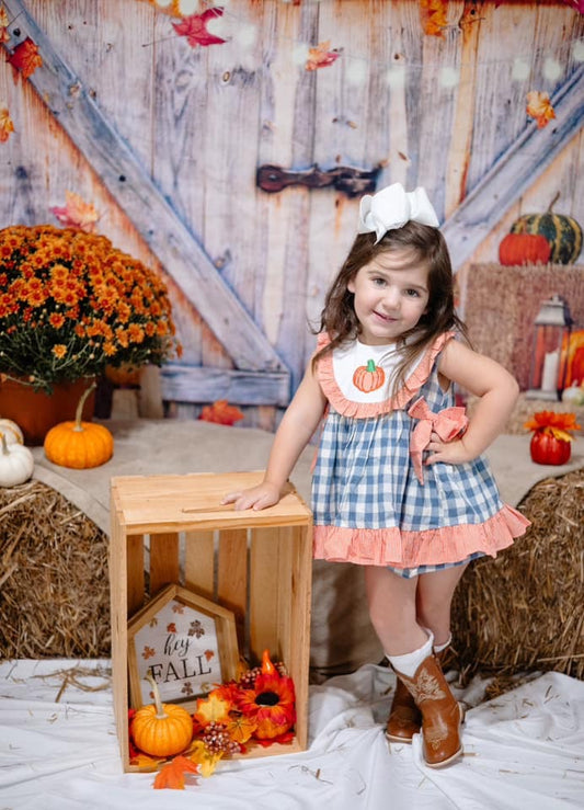 RTS: Linen Pumpkins- Girls Woven Bloomer Set
