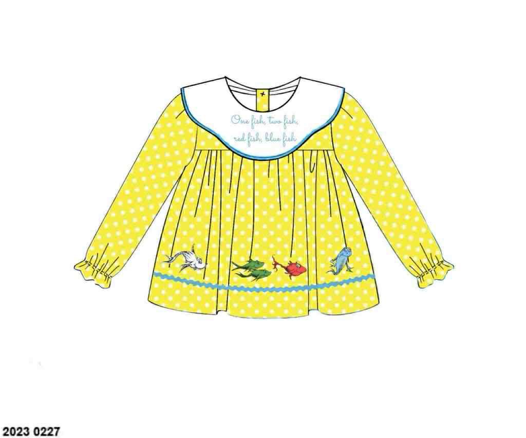 Pre Order 132: Number Fish- Girls Woven Shirt