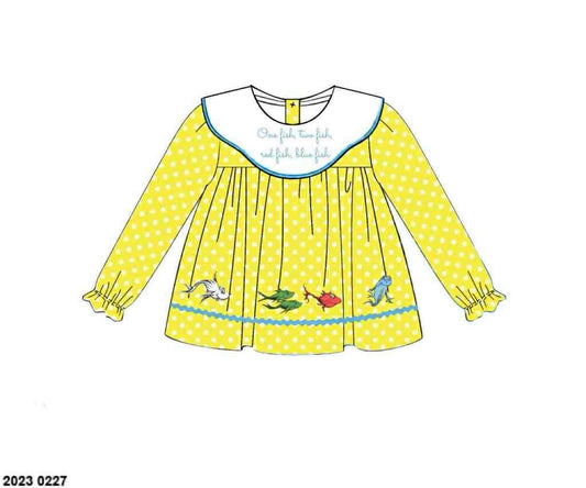 Pre Order 132: Number Fish- Girls Woven Shirt