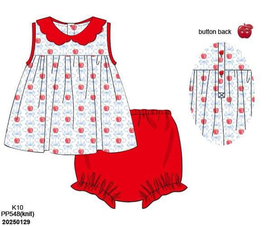 RTS: McIntosh Apples- Girls Knit Bloomer Set
