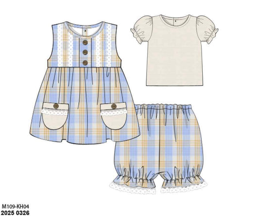 RTS: Calhoun Plaid- Girls Woven Bubble Short Set