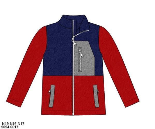 RTS: Fleece Jackets- Boys Color Block Zipper Fleece