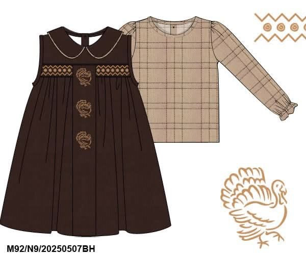 RTS: Western Turkeys- Girls 2pc Corduroy Dress