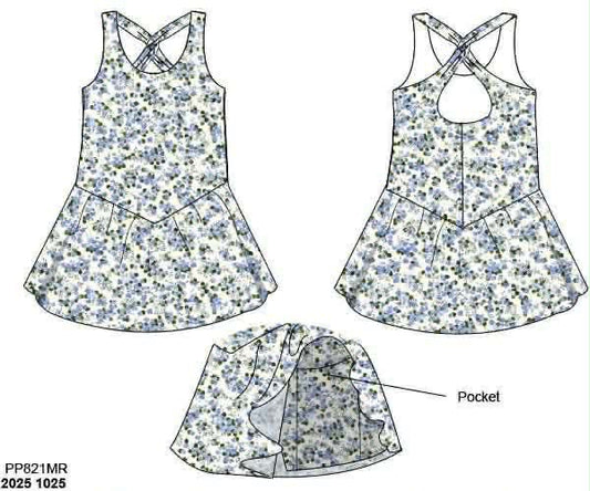 Pre Order 137: Petals and Pinstripes- Mom/Mini Athletic Dress