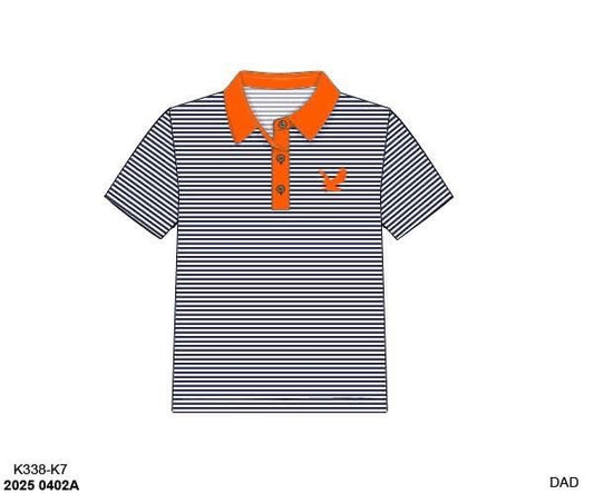 RTS: Parker Polos- Orange & Navy Stripe Dad/Mini Knit Polo