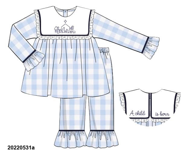 RTS: Child is Born- Girls Embroidered Pant Set