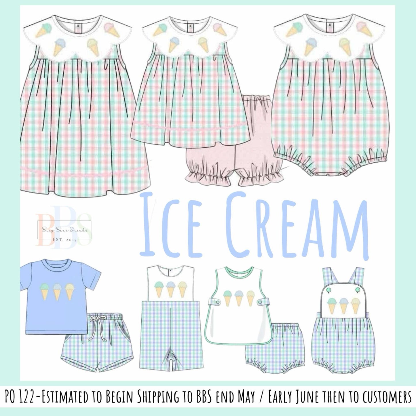 RTS: Ice Cream- Girls Woven Bubble