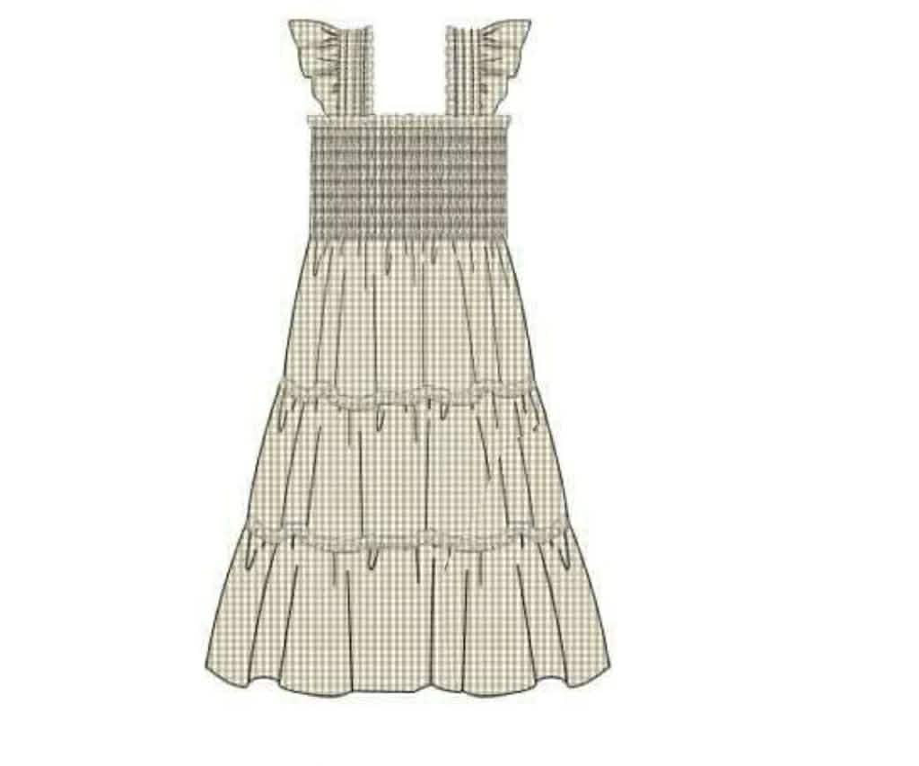 Pre Order 141: Navy & Tan Gingham- Mom Woven Midi Dress