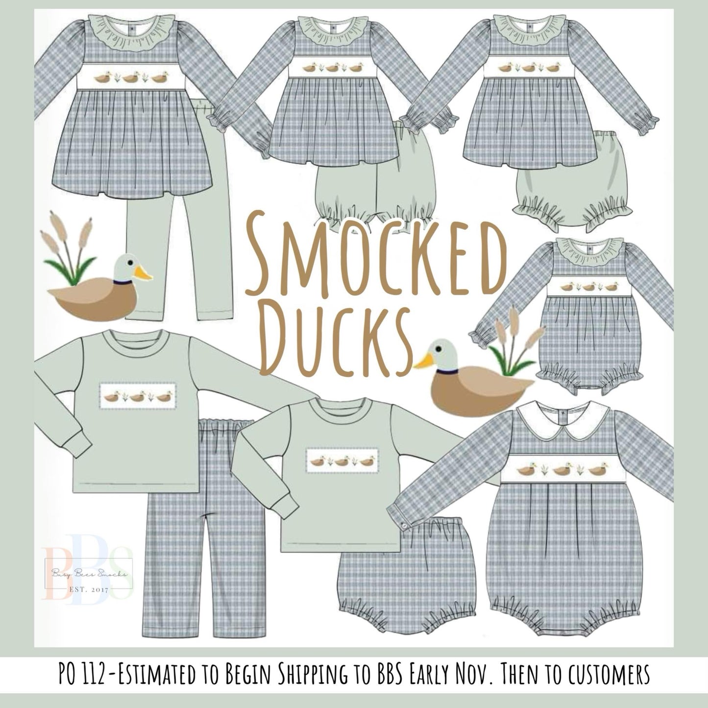 RTS: Smocked Ducks- Boys Woven Pant Set
