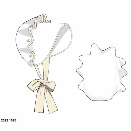 RTS: White & Khaki- Girls Woven Bonnet
