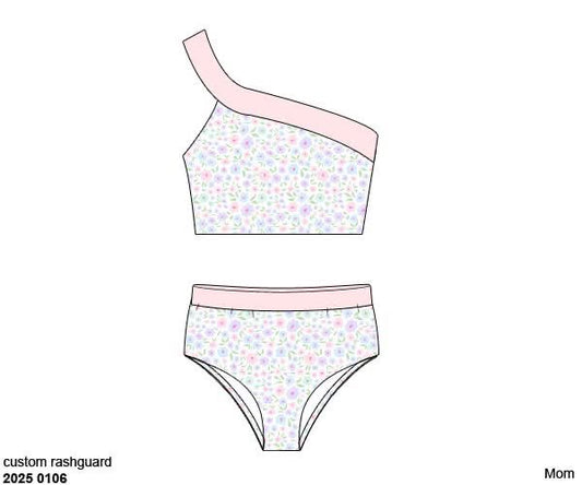 RTS: Blakely Floral & Collin Stripes- Mom/Mini 2pc Floral Rash Guard Swim