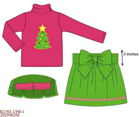RTS: Tis The Season- Girls Appliqué Skort Set