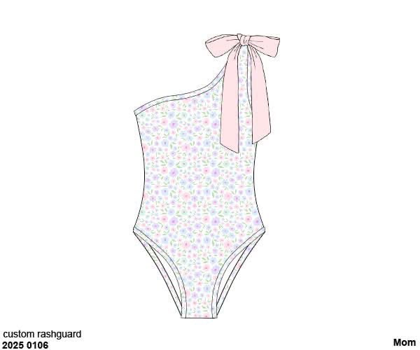RTS: Blakely Floral & Collin Stripes- Mom 1pc Floral Rash Guard Swim