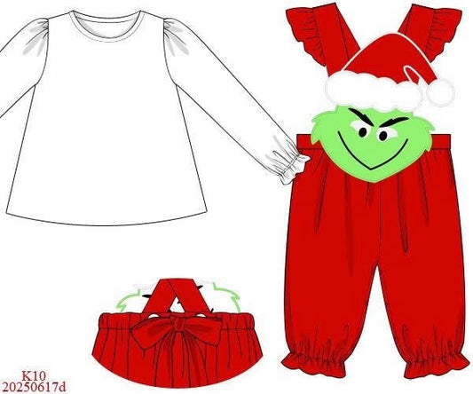 RTS: Mean One- Girls 2pc Knit Appliqué Romper