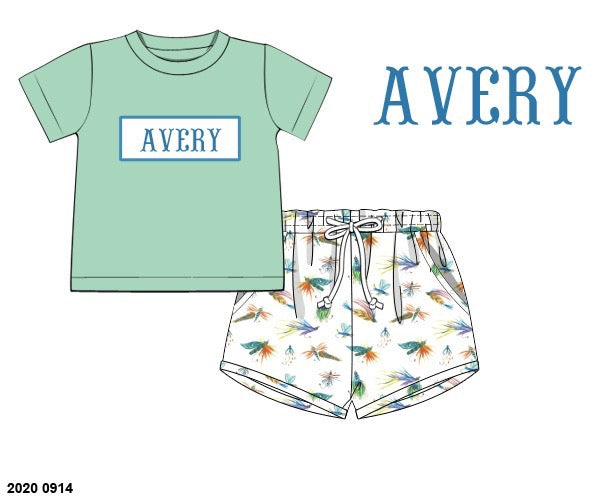 Pre Order 139: Watercolor Lures- Boys Knit Shortie Set