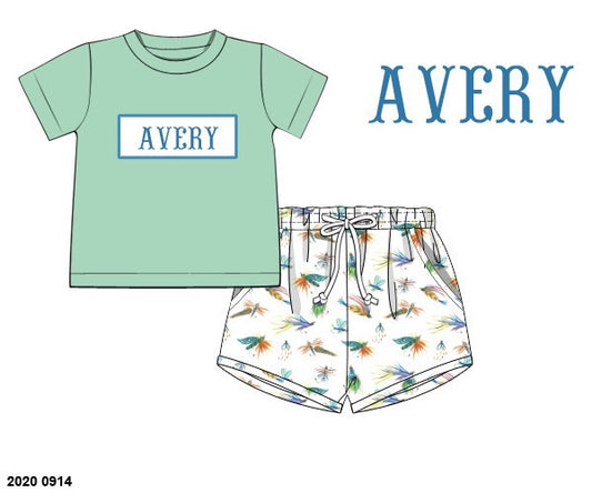 Pre Order 139: Watercolor Lures- Boys Knit Shortie Set