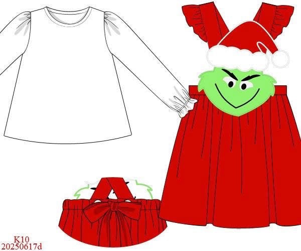RTS: Mean One- Girls 2pc Knit Appliqué Dress
