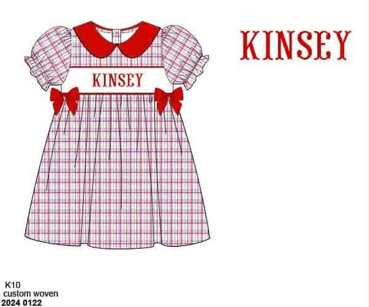 Pre Order 139: BTS Name Smocks- Parish Plaid Girls Woven Dress