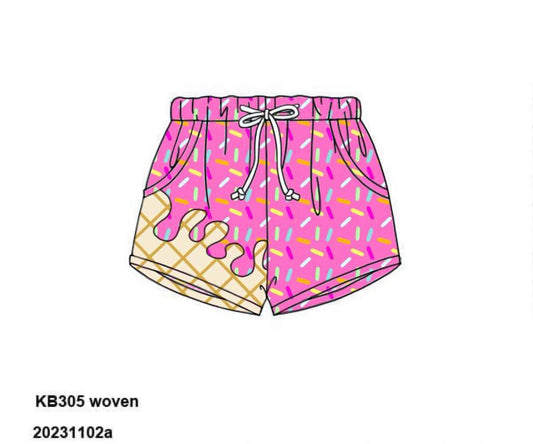 RTS: Sprinkle Swim- Boys Pink Woven Swim Shorties