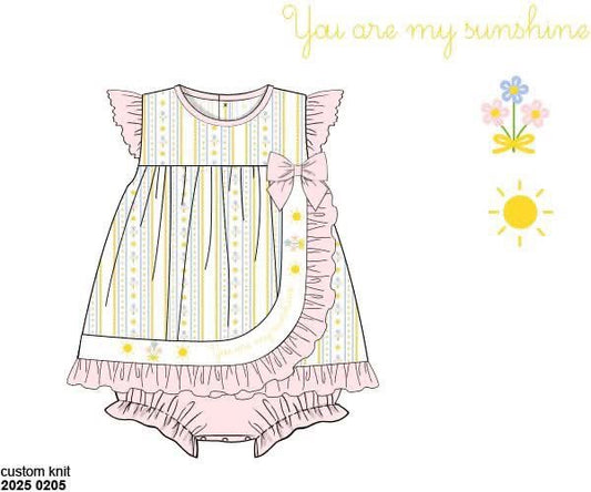 RTS: You Are My Sunshine- Girls Knit Bubble