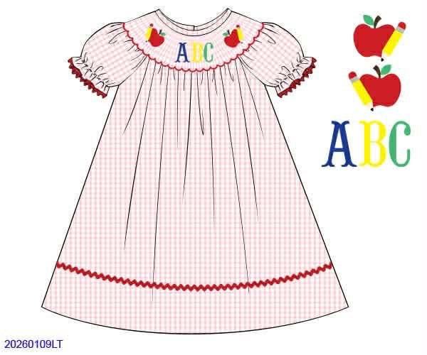 Pre Order 139: ABC, 123- Girls Woven Bishop Dress