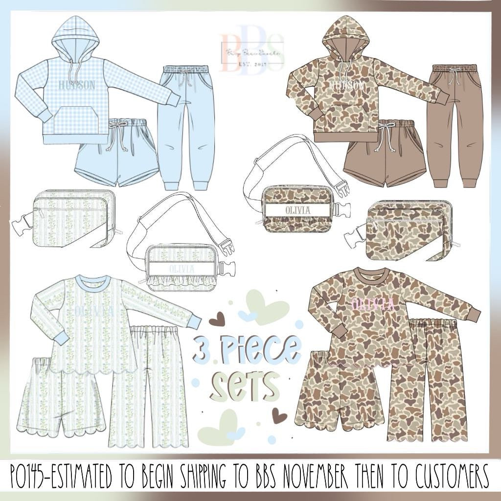 Pre Order 145: Winter 3pc Sets- Camo Name Smock Fanny Pack