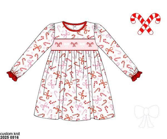 RTS: Candy Cane Lane- Girls Knit Dress