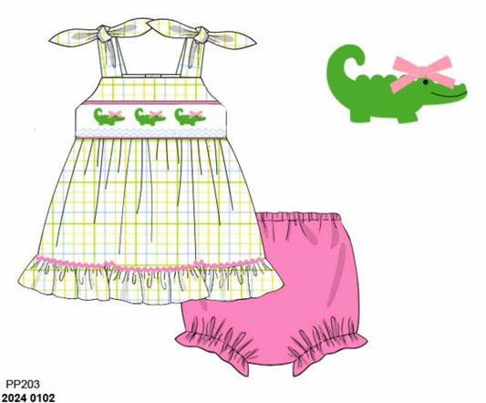 RTS: Later Gator- Girls Knit Bloomer Set