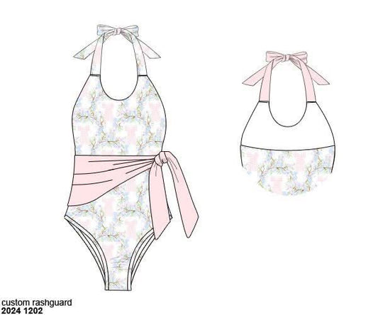 RTS: Chandler Bows- Mom 1pc Rash Guard Swim