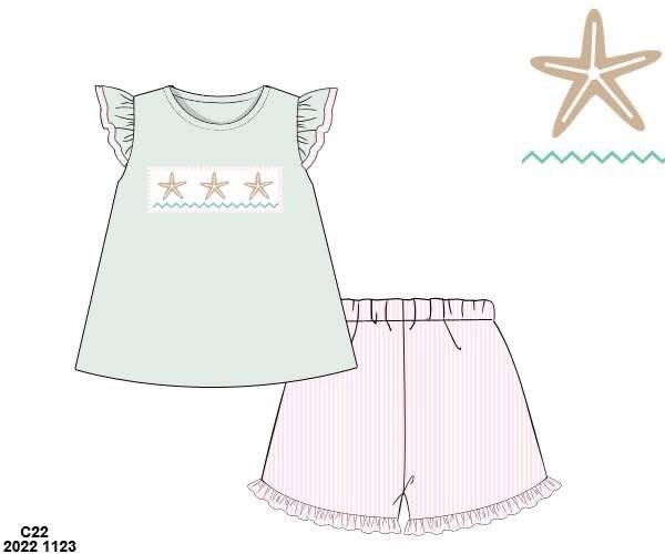 RTS: Sellers Starfish- Girls Woven Short Set