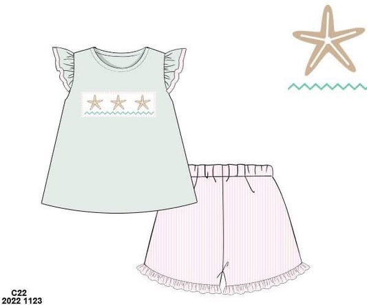RTS: Sellers Starfish- Girls Woven Short Set