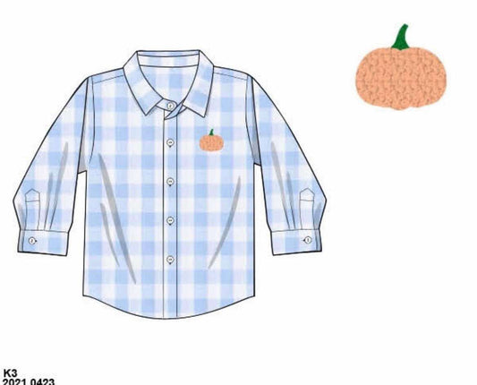 RTS: French Knot Pumpkins- Boys Woven Button Up Shirt