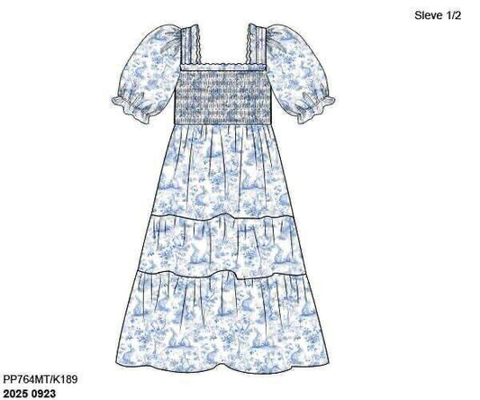 RTS: Bunny Toile- Mom Woven Midi Dress