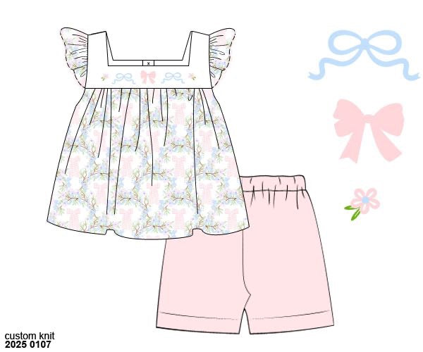 RTS: Chandler Bows- Girls Knit Biker Short Set