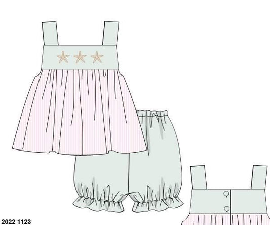 RTS: Sellers Starfish- Girls Knit Bubble Short Set