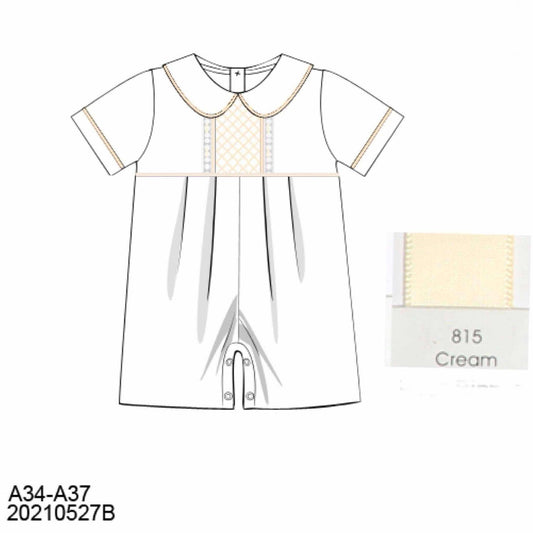 Pre Order 133: Hattie's Heirloom- Boys Woven Romper