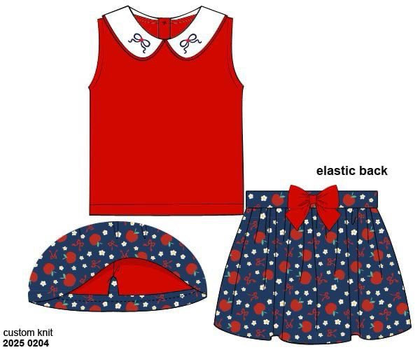 RTS: Lae Lae's Apples- Girls Knit Skort Set