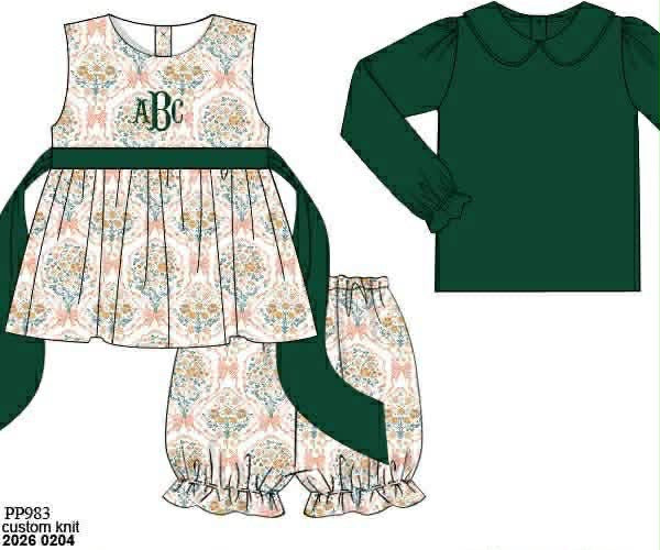 RTS: Fall Fancy- Girls Woven 3pc Bubble Short Set