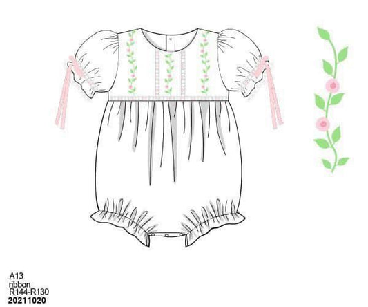 Customer Choice Pre Order 1: Girls White Rose Vine Woven Bubble