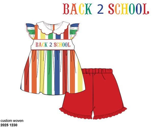 Pre Order 139: BTS Name Smocks- Stripe Girls Woven Short Set