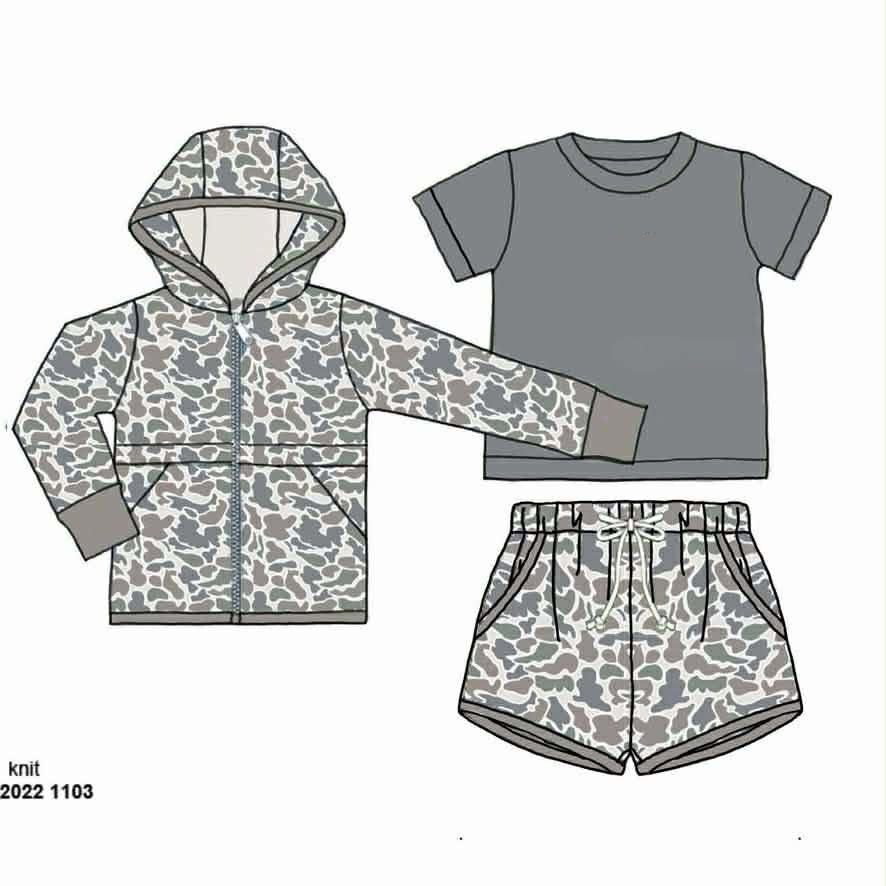 RTS: 3pc Knit Jacket Sets- Boys Causey Camo (No Monogram)
