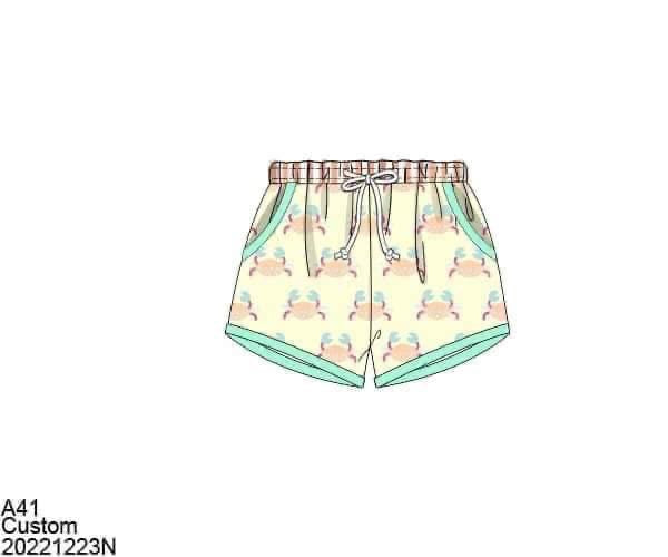 RTS: Fun Crabs- Boys Woven Swim Shorties
