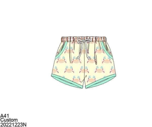 RTS: Fun Crabs- Boys Woven Swim Shorties