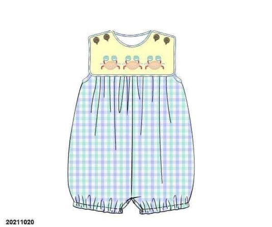 RTS: Fun Crabs- Boys Woven Bubble Romper