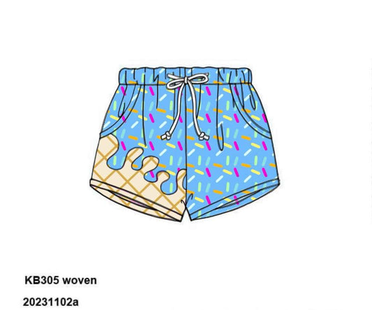 RTS: Sprinkle Swim- Boys Blue Woven Swim Shorties