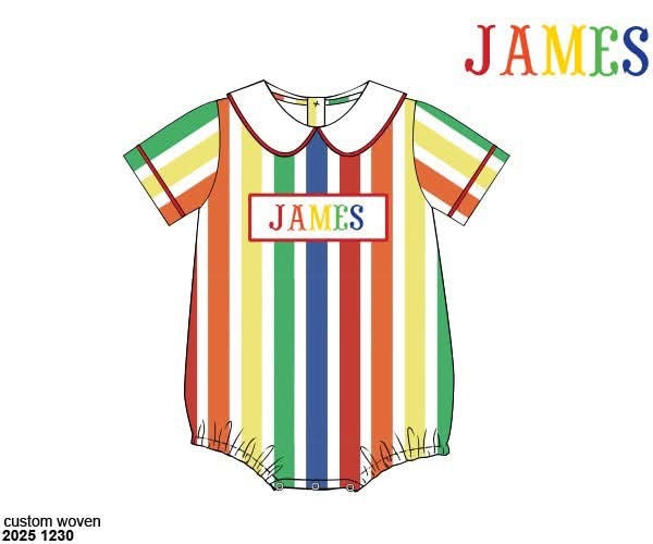Pre Order 139: BTS Name Smocks- Stripe Boys Woven Bubble