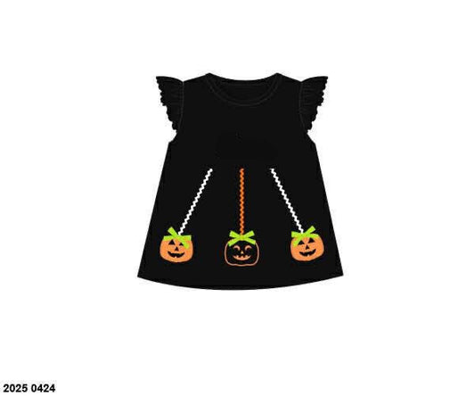 RTS: Halloween Shirt Only- Girls Zig Zag Pumpkins