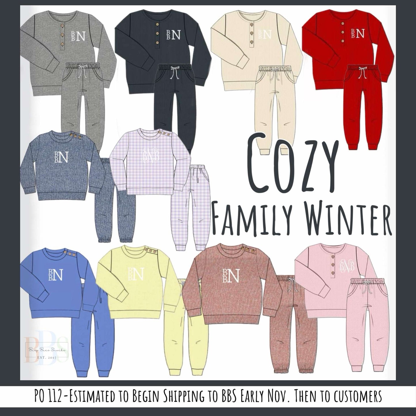 RTS: Cozy Family Winter- Red Sweater Jogger Set